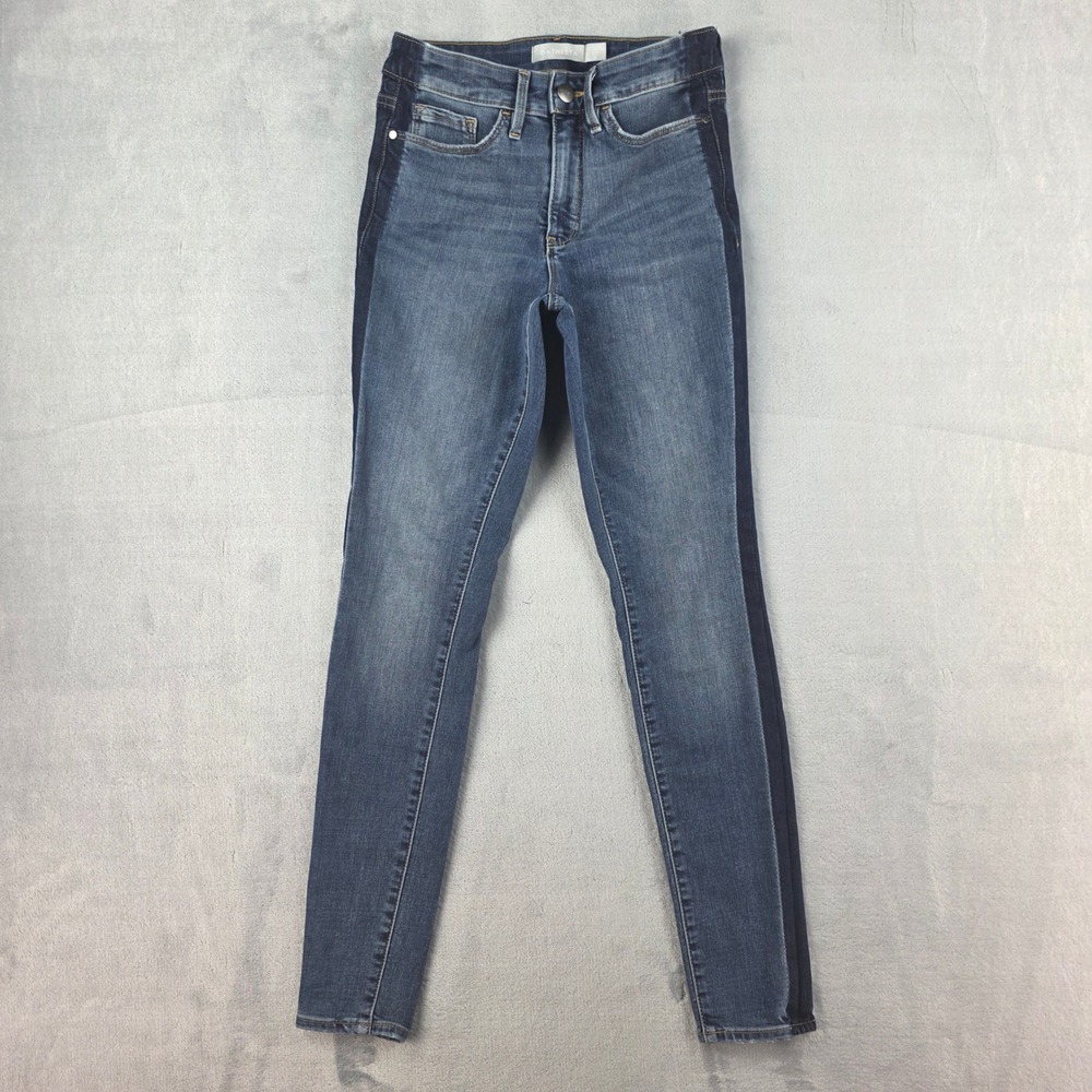 Athleta Sculpting Sculptek Skinny Jeans‎ Blue Two Tone Stripe Womens Size 2